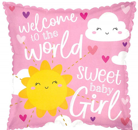 Welcome to the World Sweet Baby Girl Balloon